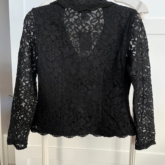 BNWT TALBOTS crochet lace lined blazer / jacket / top (2P) classic black - Picture 2 of 7